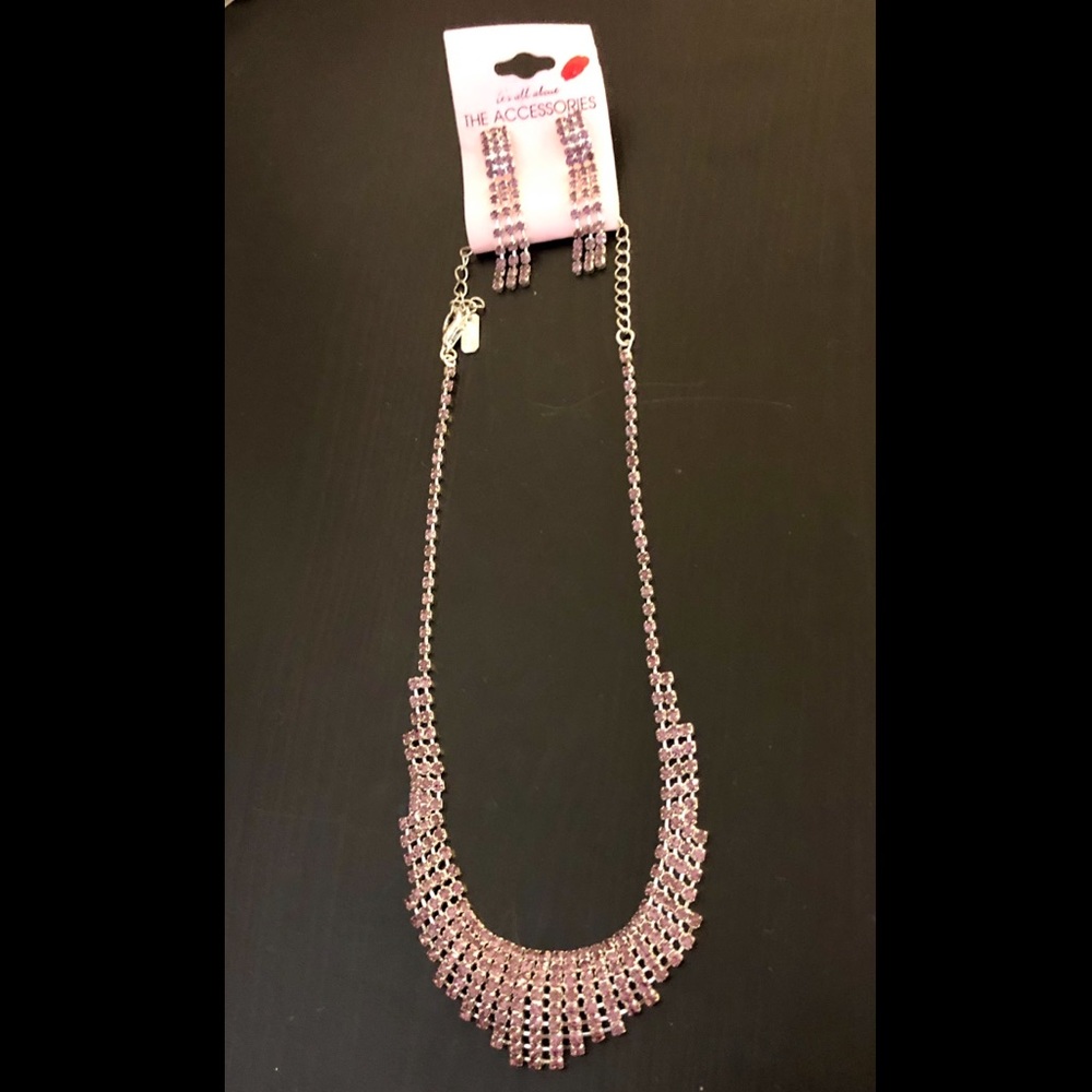 Amethyst Tone Earring & Necklace Set
